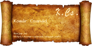Komár Csanád névjegykártya